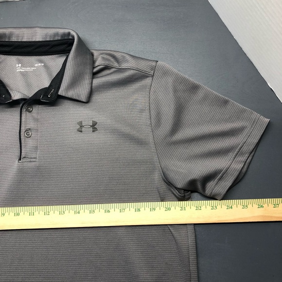 Under Armour Heat Gear Polo Men's Shirt Sz Large Golf Performance Gray - Picture 4 of 8